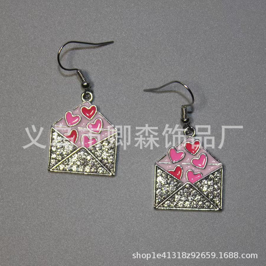 Wholesale red rose design pendant earrings