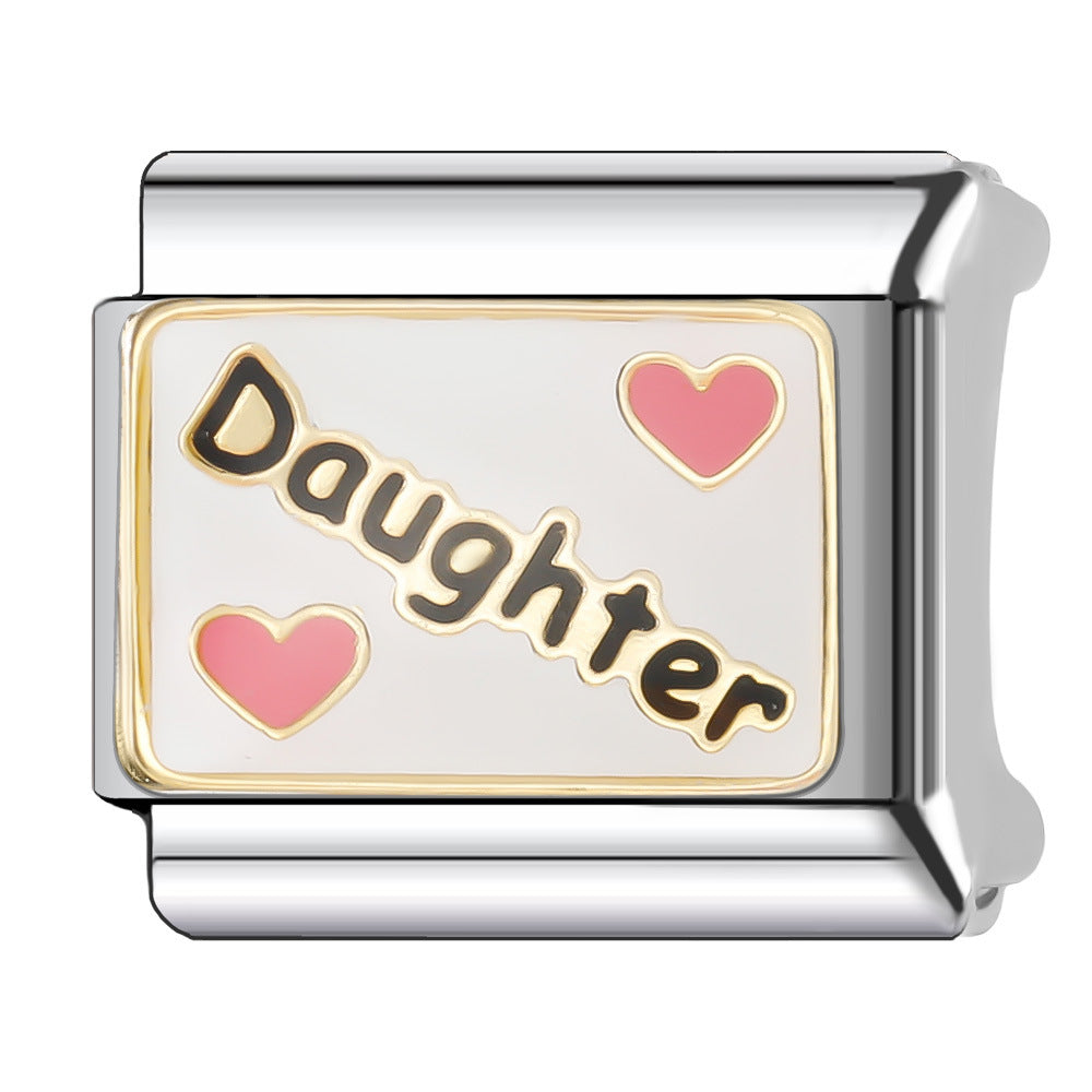 Wholesale Italian Charm Bracelet 9mm DIY Splicing English Series Stainless Steel Composable Bracelet