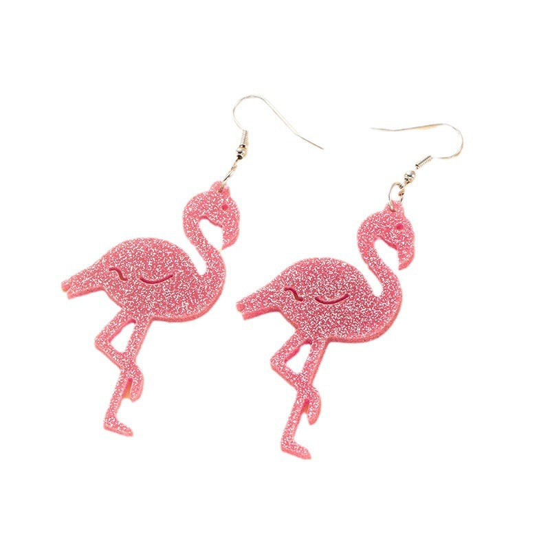 Wholesale Summer Holiday Style Flamingo Ear Hook Acrylic Earrings ACC-ES-Jiay008