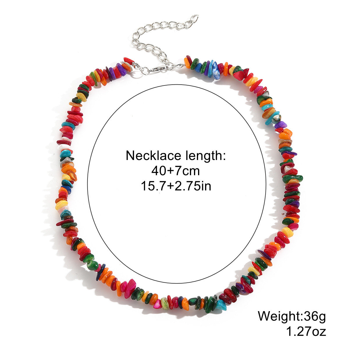 Wholesale  Necklace Bohemian Style Colorful Gravel Ins Necklace Women' s Natural Stone Beaded Necklace