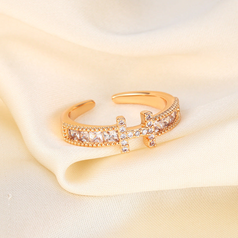 Wholesale Gold-Plated Copper H Letter Open Ring for Women,  Fashion Accessory