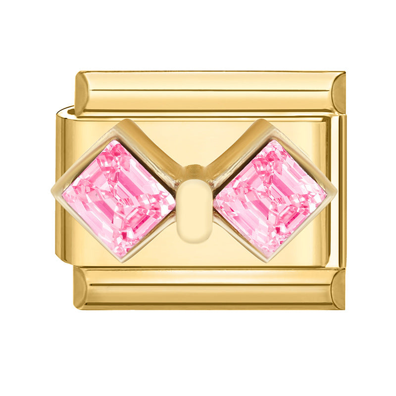 Wholesale Italian Beaded Bracelet 9mm DIY Splicing Removable Gold Bottom Diamond Pendant Series Stainless Steel Combinable Bracelet