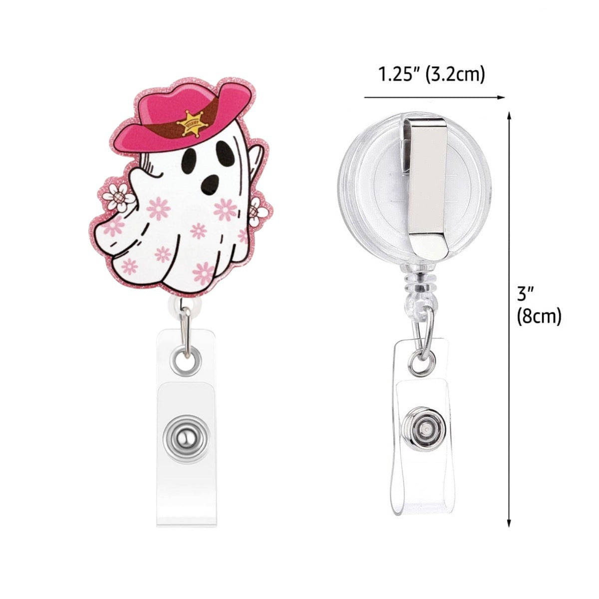 Wholesale Acrylic Retractable Badge Reel Glitter Heart Design Nurse ID Holder
