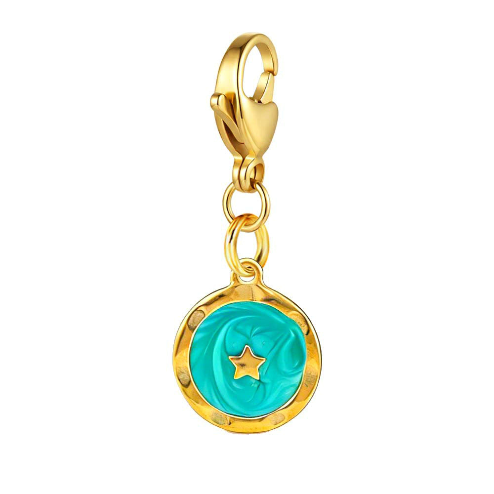 Wholesale Stainless Steel Electroplated Round Small Pendant with Lobster Clasp for DIY Jewelry Making