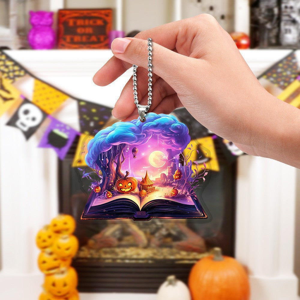 Wholesale Acrylic  Pumpkin Mushroom Cloud Moon Magic Book Keychain