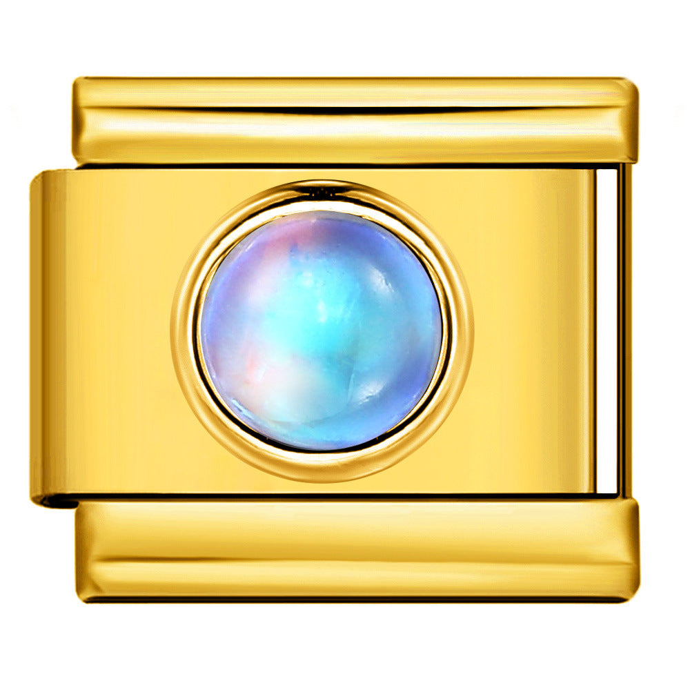 Bracelet de charme italien en gros 9 mm DIY Splicing Colorful Heart Circle Diamond en acier inoxydable Bracelet composable