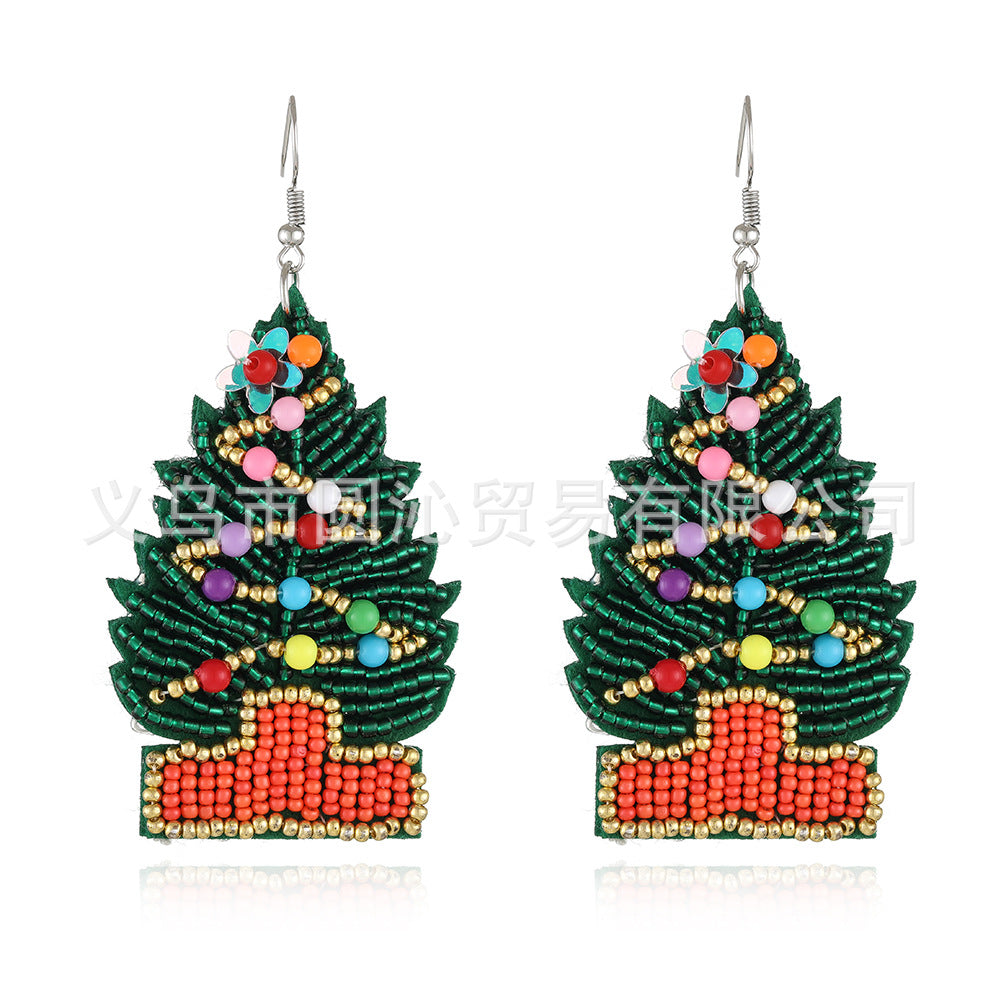 Wholesale Christmas fabric rice bead earrings