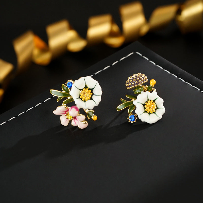 Wholesale Enamel Color Oil Drop 18K True Gold Color Preservation  Earrings