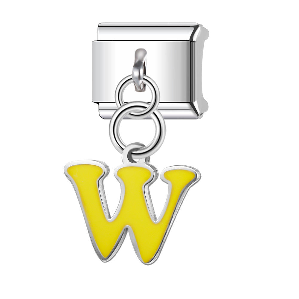 Wholesale Italian Charm Bracelet 9mm DIY Splicing English Letter Name Pendant Stainless Steel Composable Bracelet