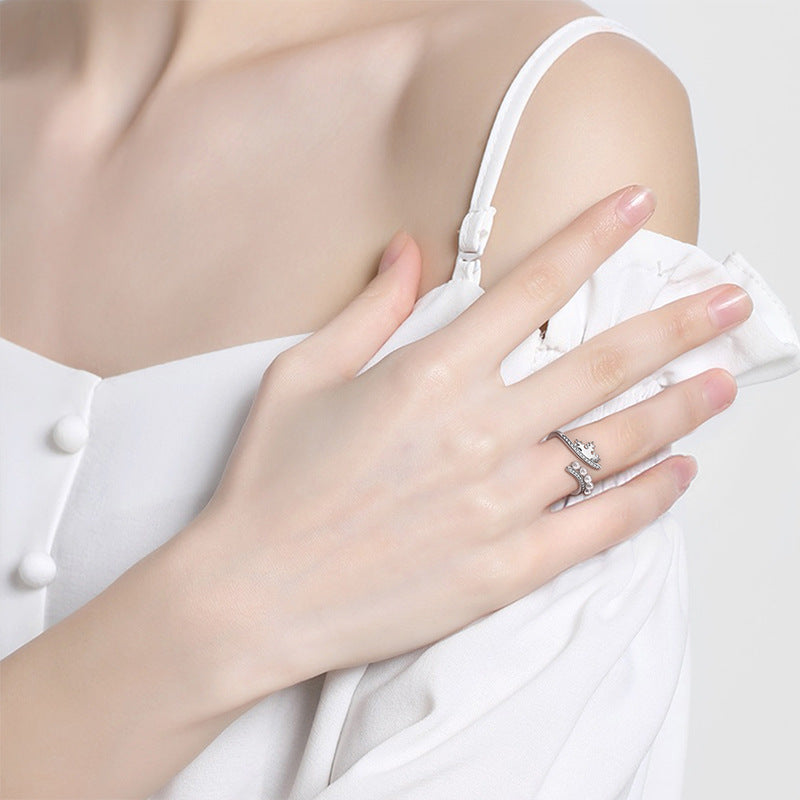 Wholesale Christmas Snowflake Crown Sterling Silver S925 Open Rings ACC-RS-MC003