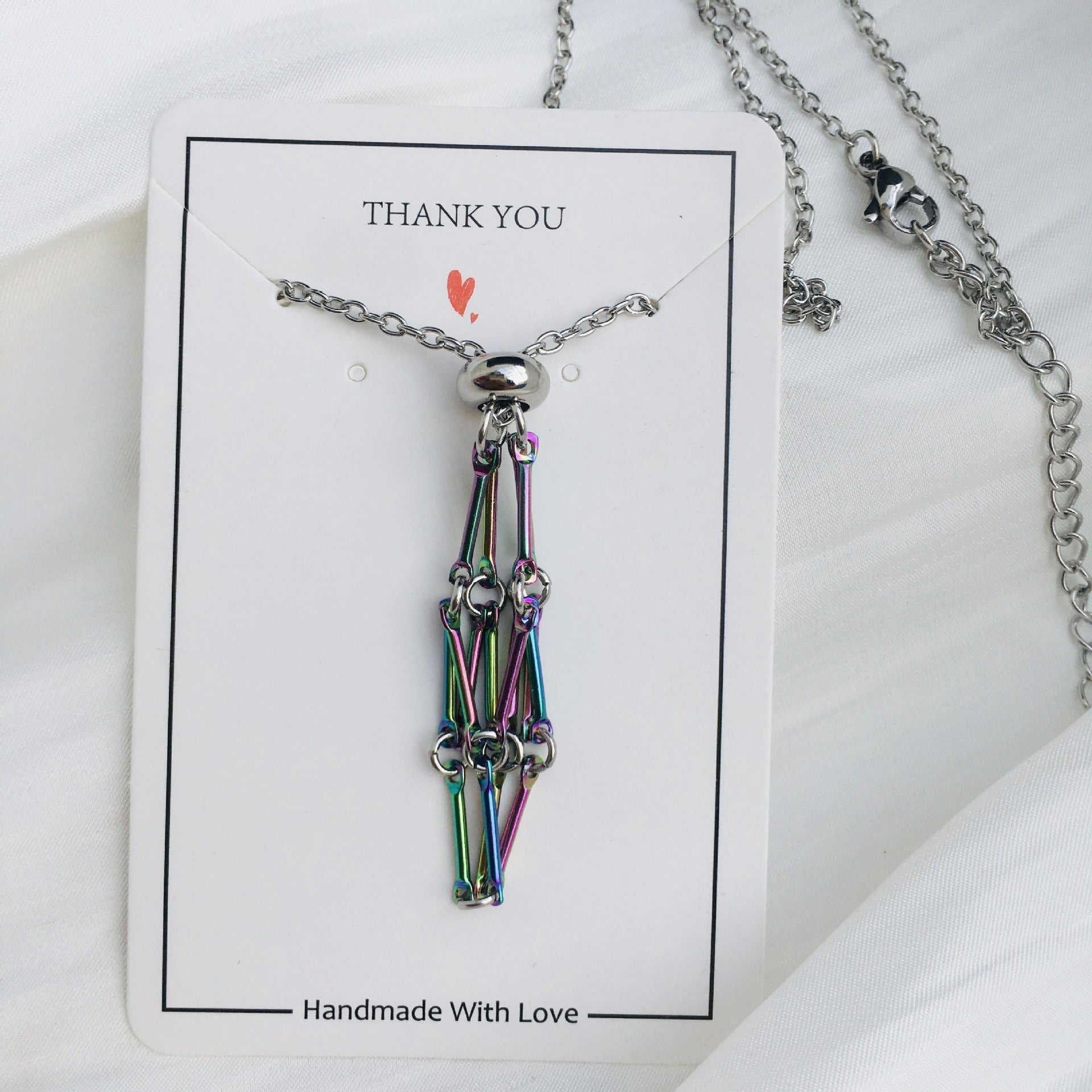 Wholesale Crystal Natural Stone Bamboo Adjustable Stainless Steel Mesh Necklace ACC-NE-RongGuan003