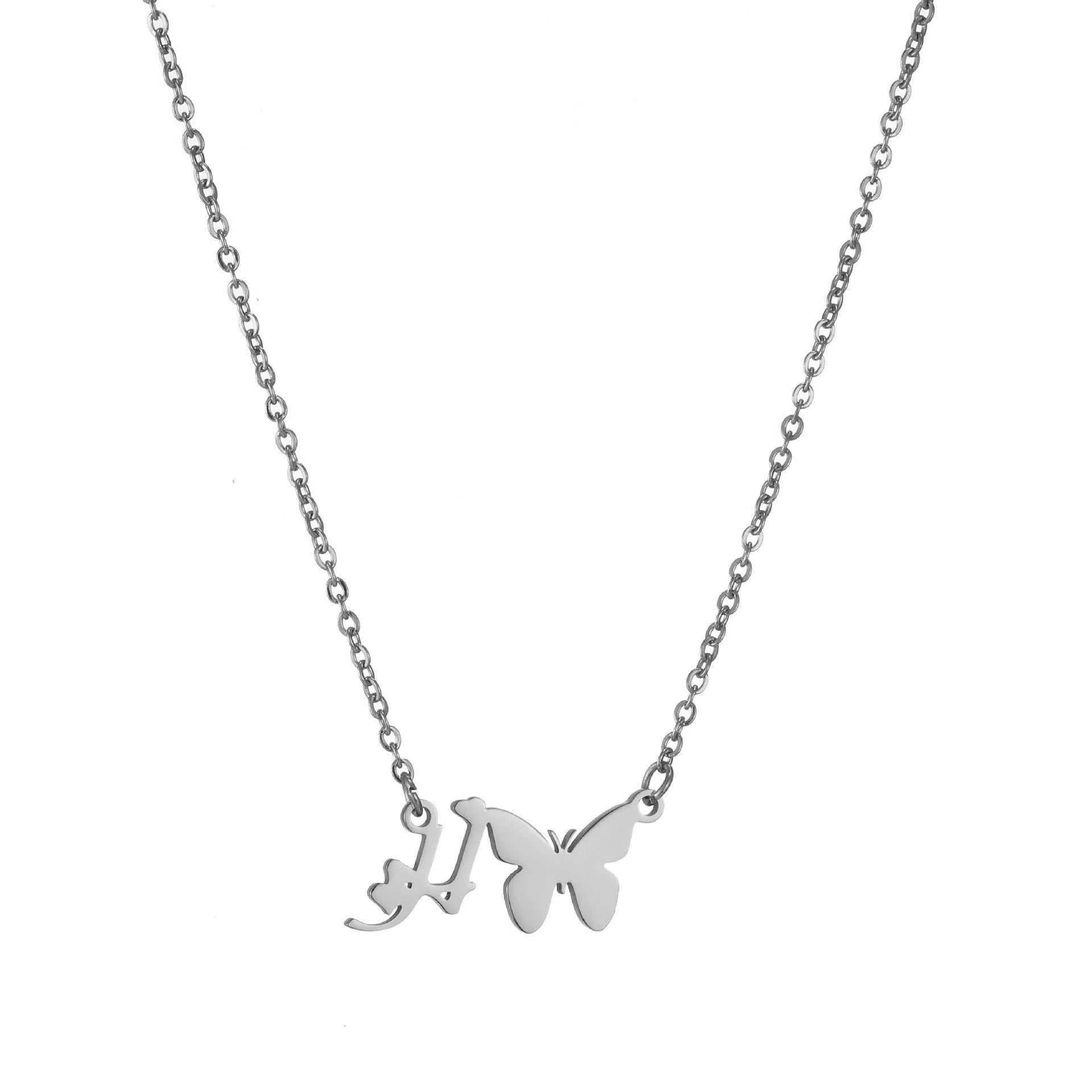 Wholesale stainless steel non-fading butterfly letter clavicle chain