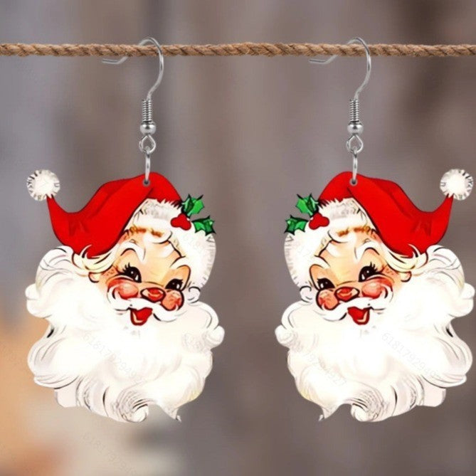 Wholesale Pink f Snowman Acrylic Earrings