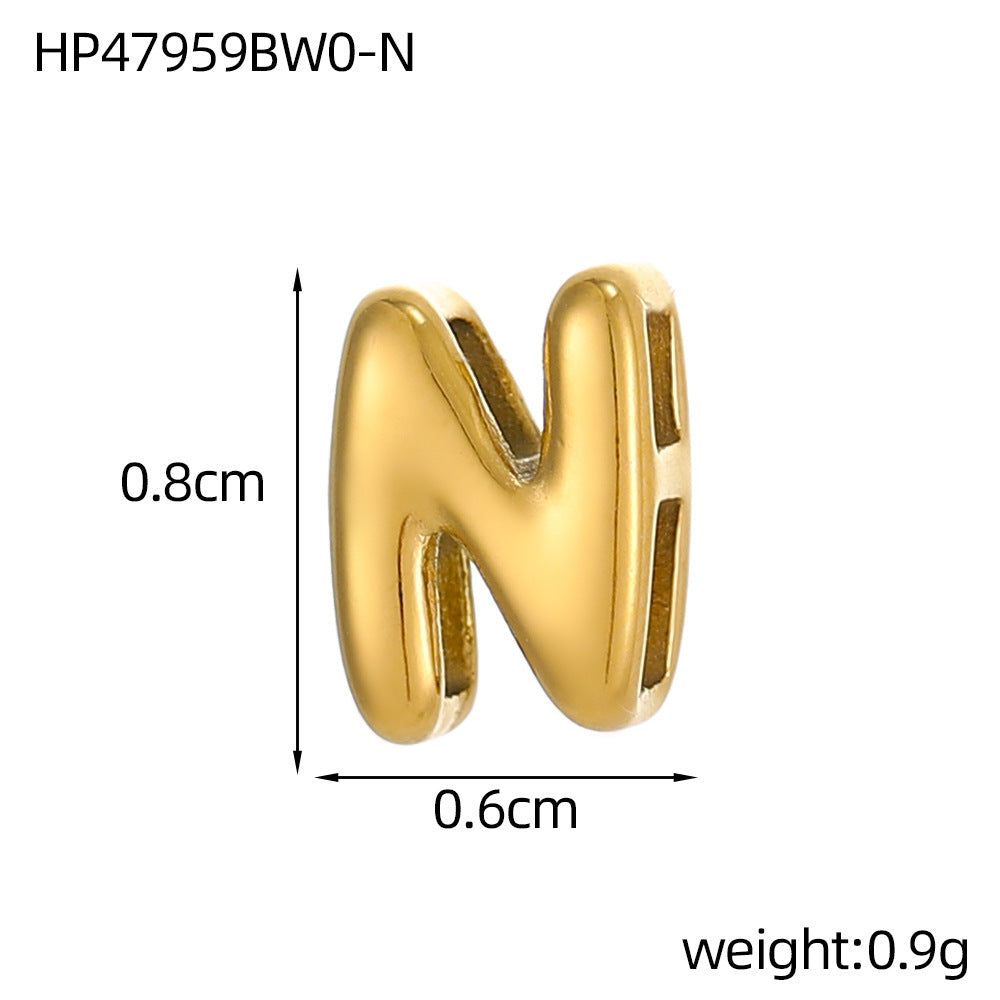 Wholesale Hollow small letters stainless steel plated 18K gold mini pendant