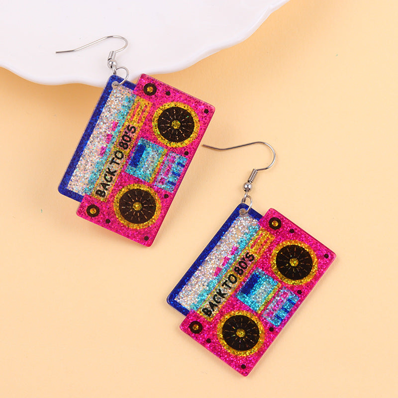Wholesale  Retro Earrings Colorful Shiny Tape Acrylic Earrings
