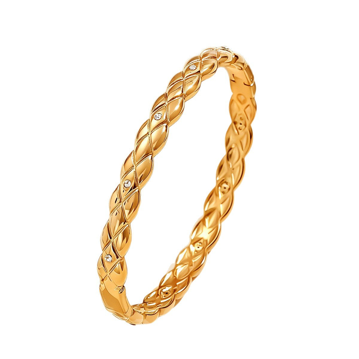 Wholesale Trendy Narrow Plaid Stainless Steel Bracelet 18K Gold Plated Boutique Resale