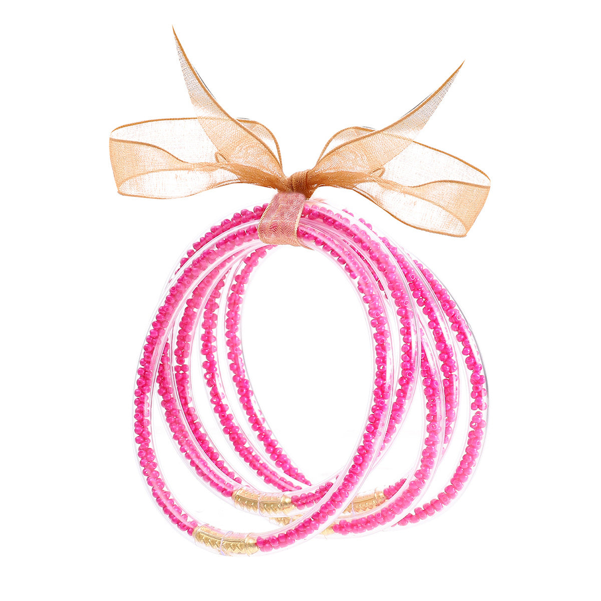 Wholesale Rice Beads Colorful Ribbon Plastic Silicone Tube Bracelet Jelly Bangles Beaded Bracelets ACC-BT-YTian005