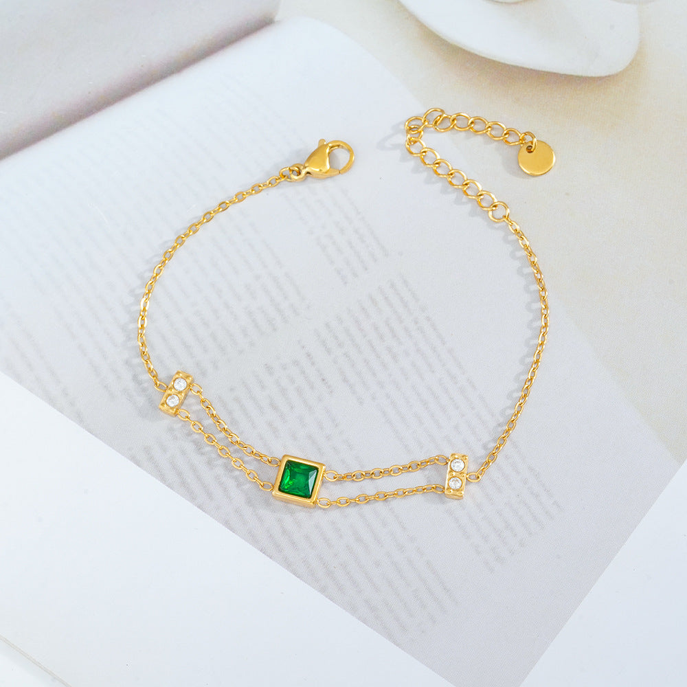 Wholesale Retro Design Titanium Steel Zircon Bracelet - Trendy Fashion Accessory for Women Couple Gift