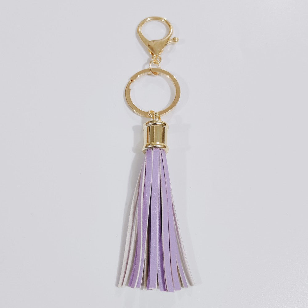 Wholesale Leopard Color Leather Tassel Keychain