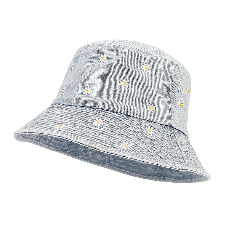 Wholesale  Small Flower Embroidered Fisherman Hat  Bucket Hat