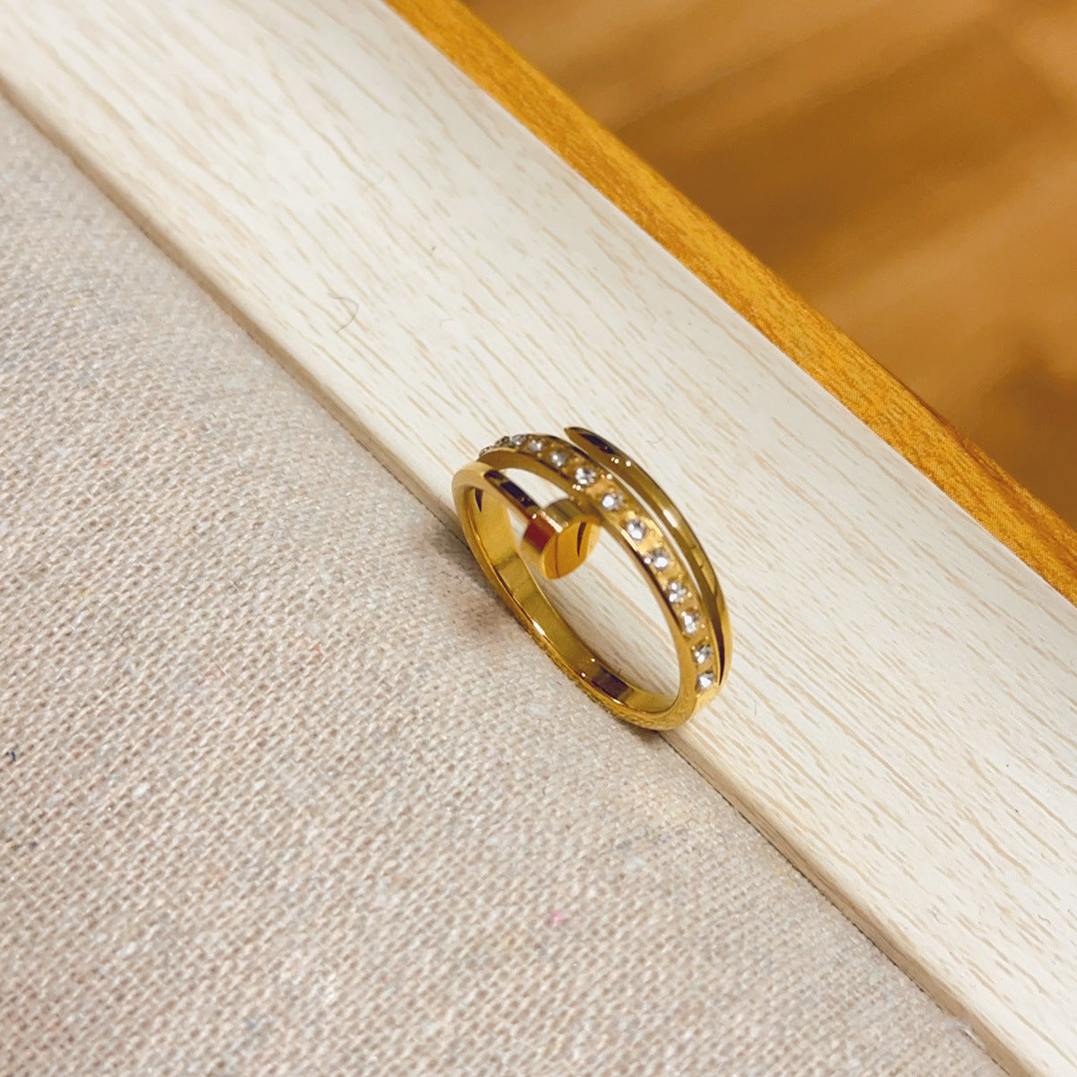 Wholesale  does not fade nail diamond ring titanium steel  ring