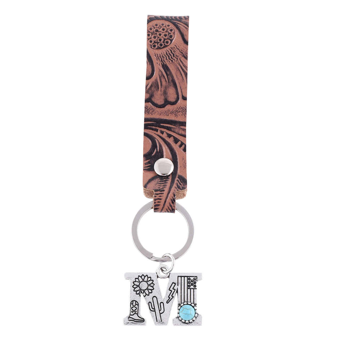 Wholesale Brown Leather Pattern Keychains ACC-KC-LuoKun002