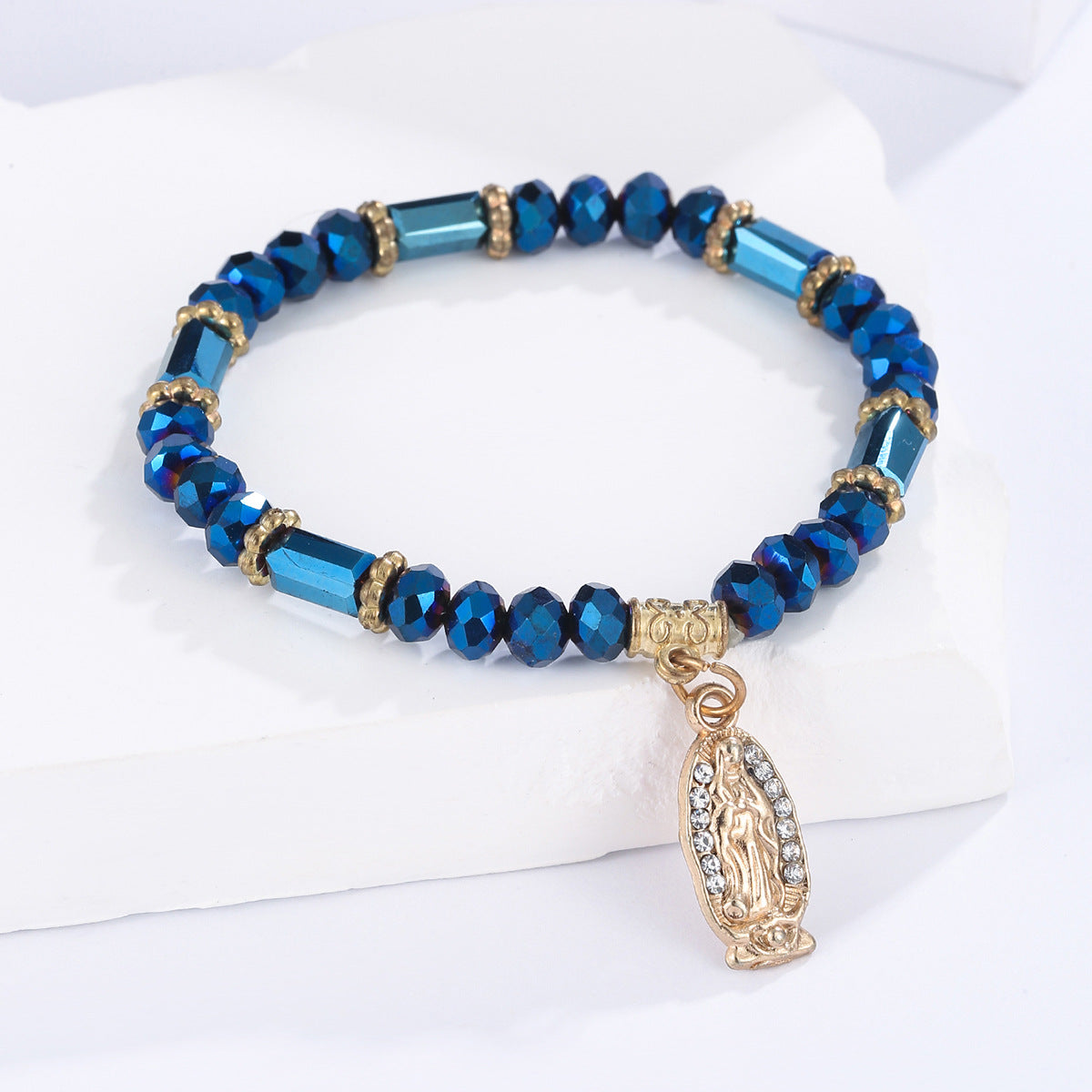 Wholesale  Madonna Pendant Color Transparent Crystal Handmade Beaded Bracelet