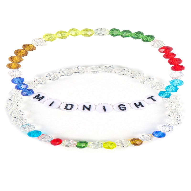 Wholesale  Colorful Cut Corner Beads  Elastic Rope Bracelet Set