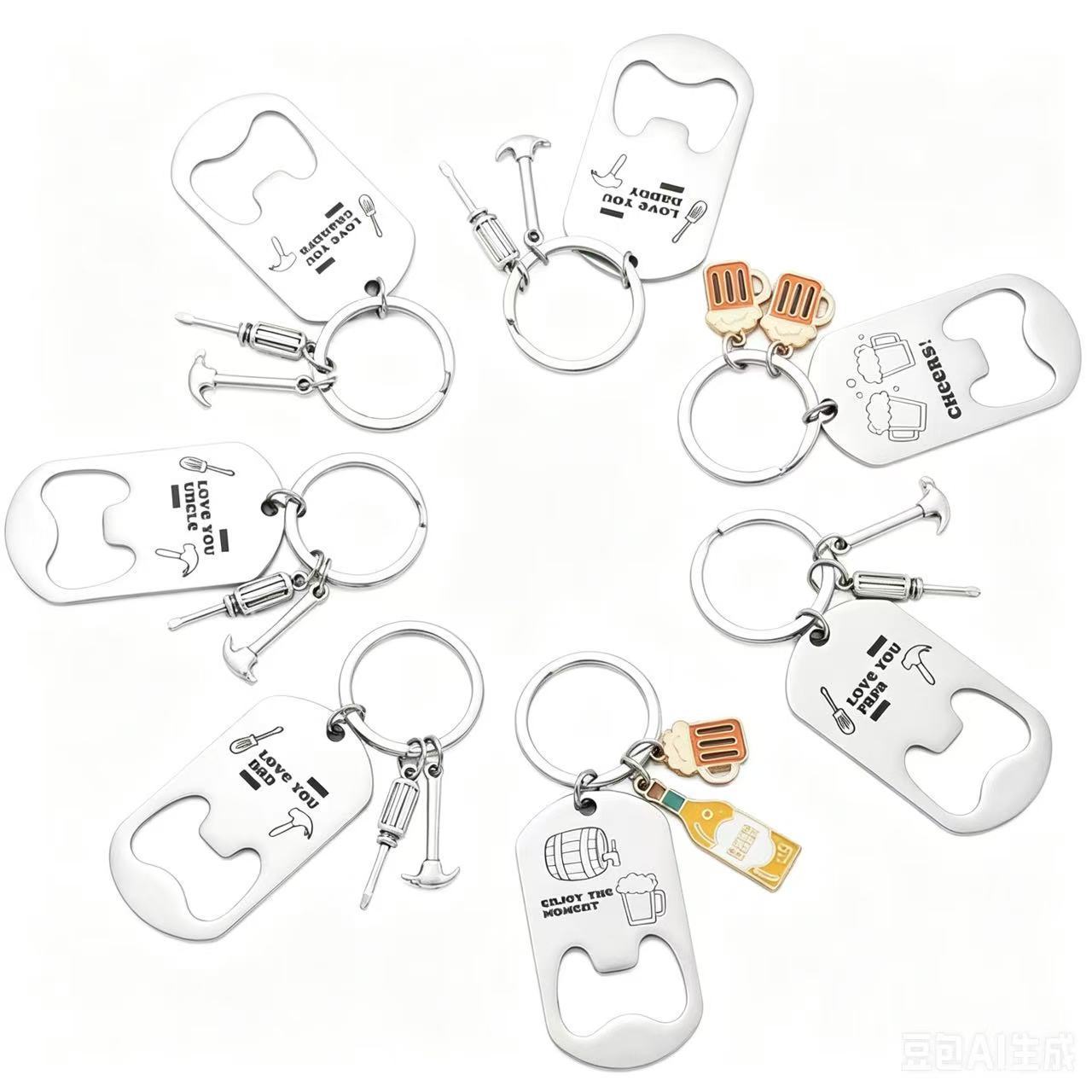 Wholesale Modern Minimalist Stainless Steel Keychain Bottle Opener With Cheers Engraving Decorative Accessory For Gift Giving And Boutique Resale