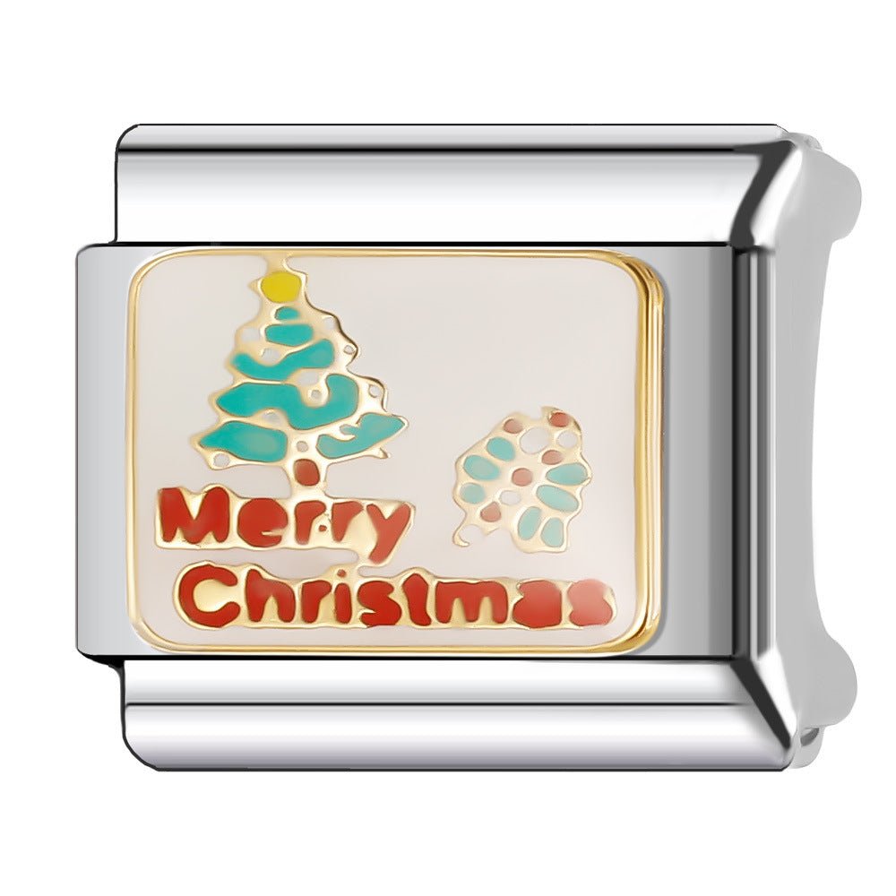 Wholesale Italian Charm Bracelet 9mm DIY Splicing Christmas Series Stainless Steel Composable Bracelet