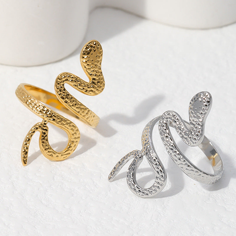 Wholesale Snake Design Adjustable Stainless Steel Ring Unisex Everyday Jewelry Fashion Accessory Gift