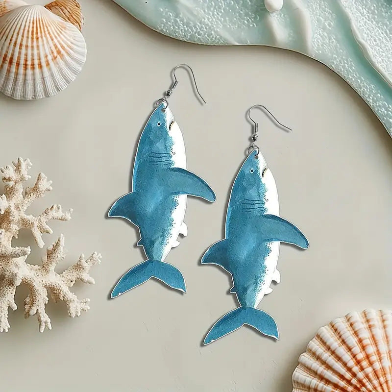 Wholesale marine life shark acrylic pendant earrings