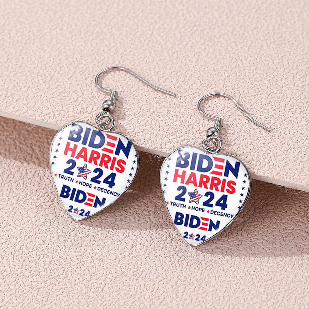 Wholesale Independence Day Stainless Steel Heart Earrings ACC-ES-XiangLian006