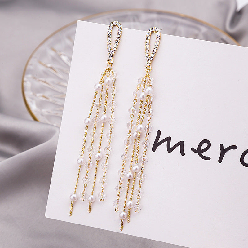 Wholesale Tassel Inlaid Diamond Butterfly Flower Pearl S925 Silver Needle Alloy Earrings ACC-ES-MDD011