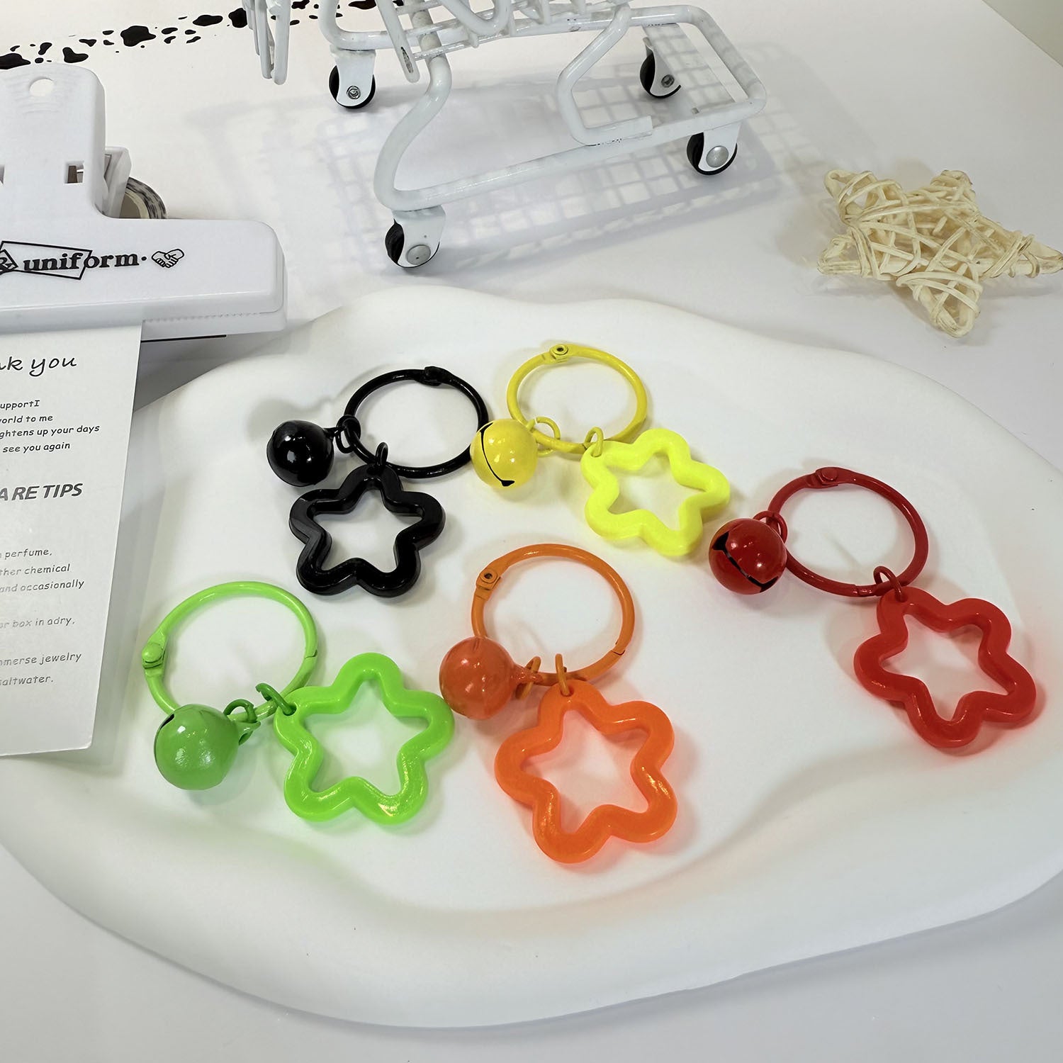 Wholesale Cartoon Star Bell Keychain Cute Pendant Bag Charm Plastic Resin Gift