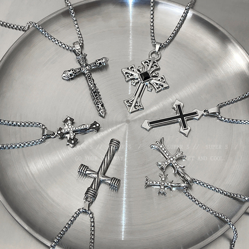 Wholesale Titanium Steel Non-fading Cross Necklaces ACC-NE-Leis009