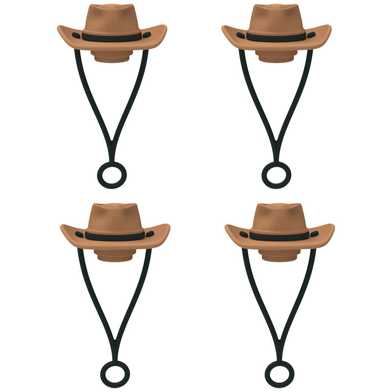 Wholesale Western Style Cowboy Hat Silicone Straw Tube Cap 6-10mm Straw Decoration Straw Cover ACC-SCR-HuaYi004