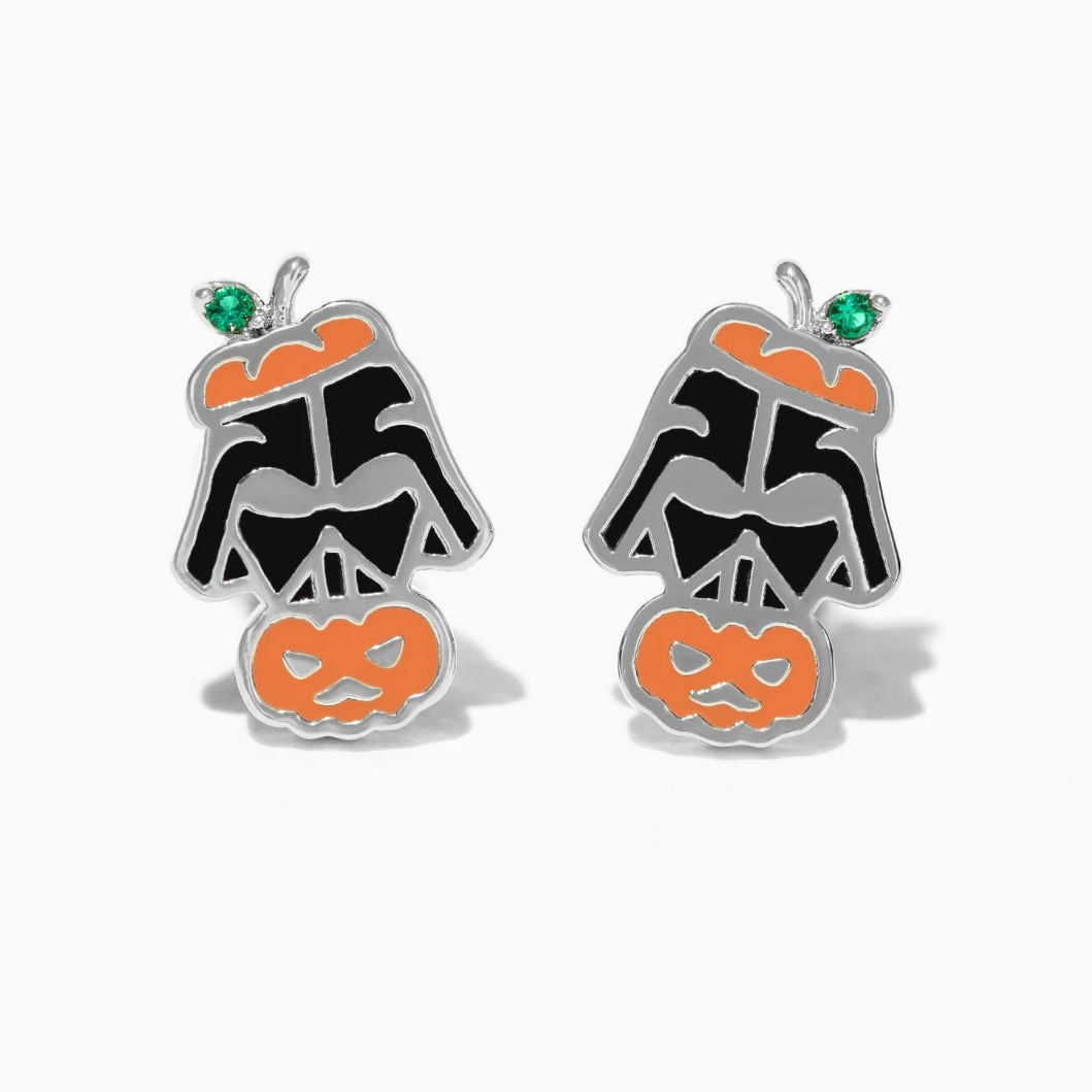 Wholesale Halloween Copper Gold Plated Oil Drop Zircon Cartoon Pumpkin Ghost Earrings ACC-ES-Xiny006