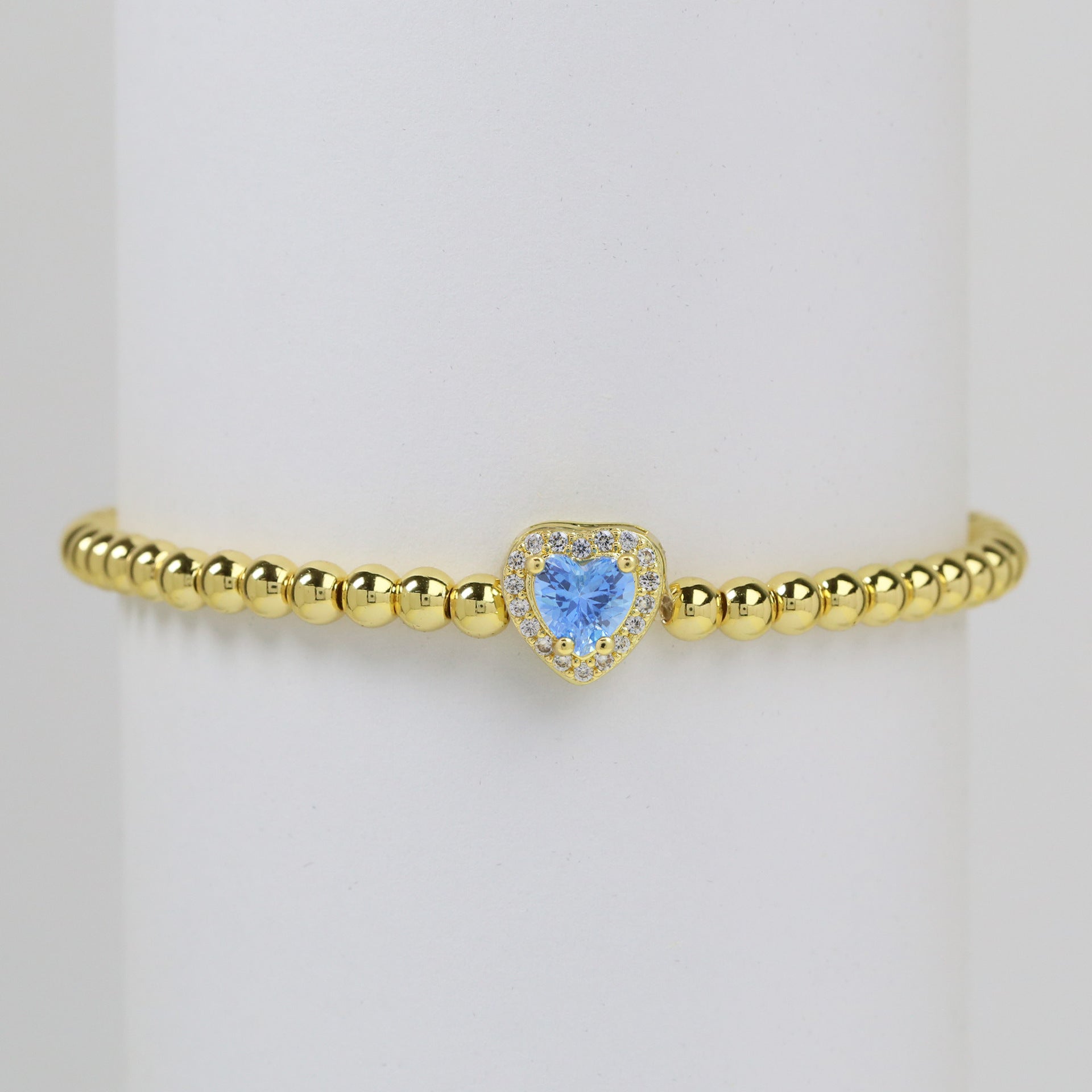 Wholesale  18k gold twelve birthstone December stone color love copper beads bracelet