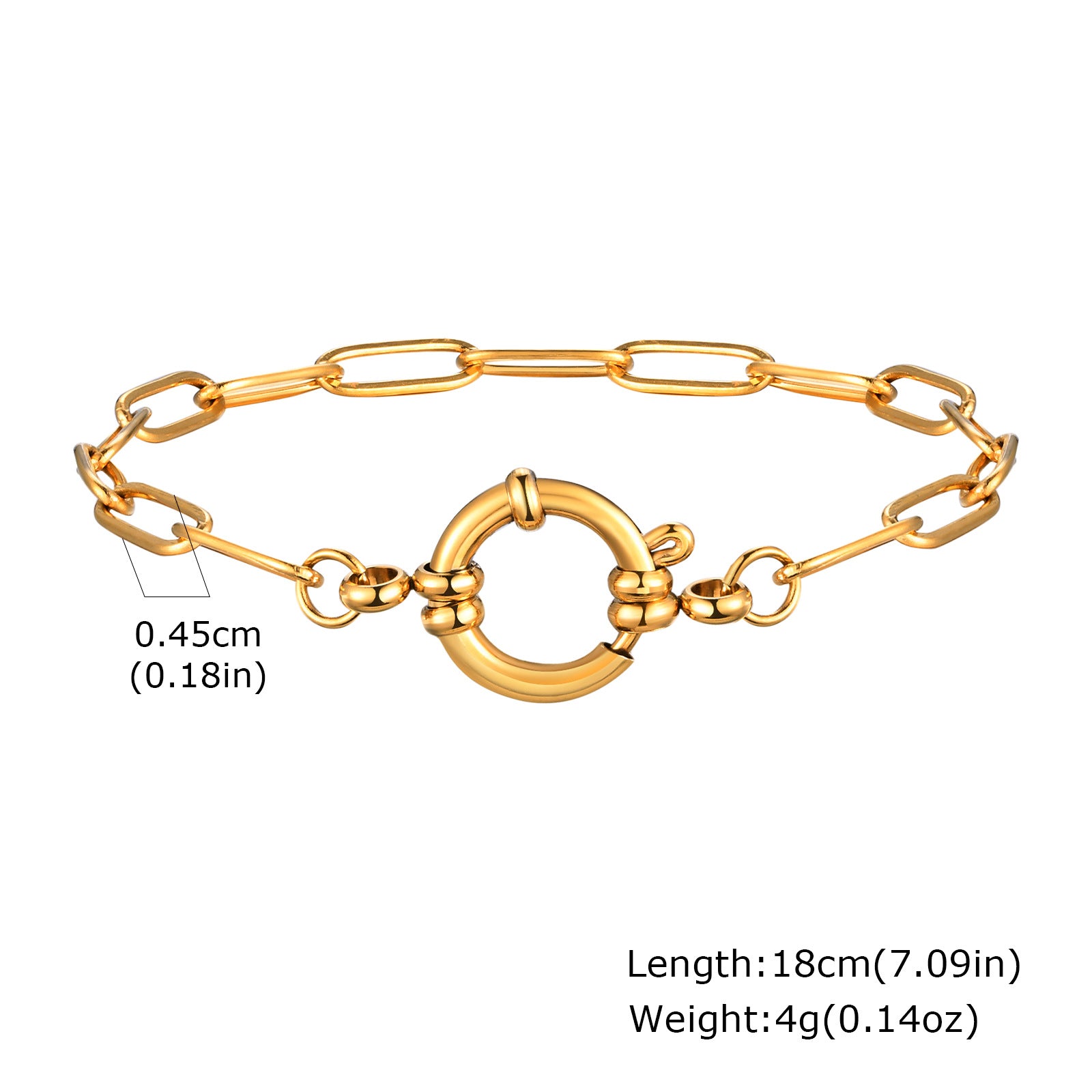 Wholesale Gold Tone Stainless Steel Twisted Chain Beaded Bracelet Stylish Fashion Jewelry Accessory For Women