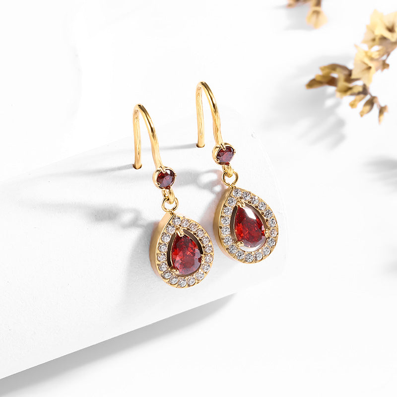 Wholesale 18K Stainless Steel Double Layer Light Luxury Micro Inlaid Zircon Earrings ACC-ES-LianYi001