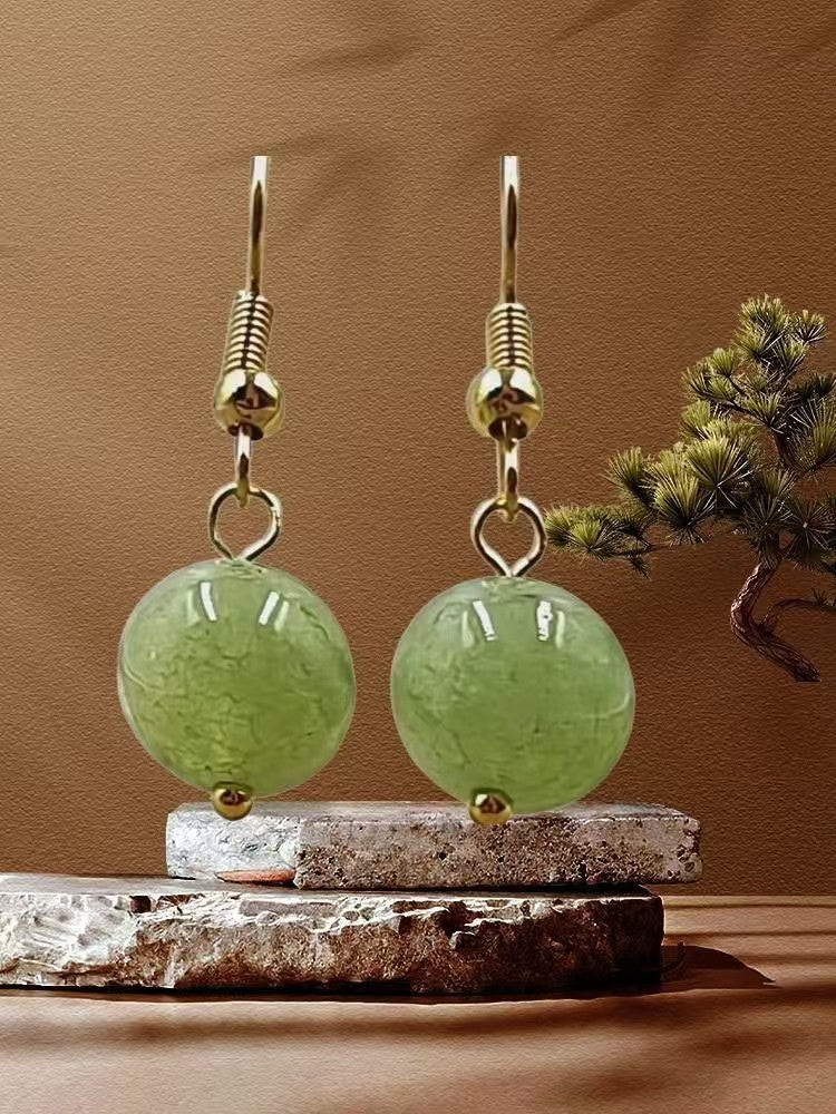 Wholesale  green hetian jade earrings  retro earrings