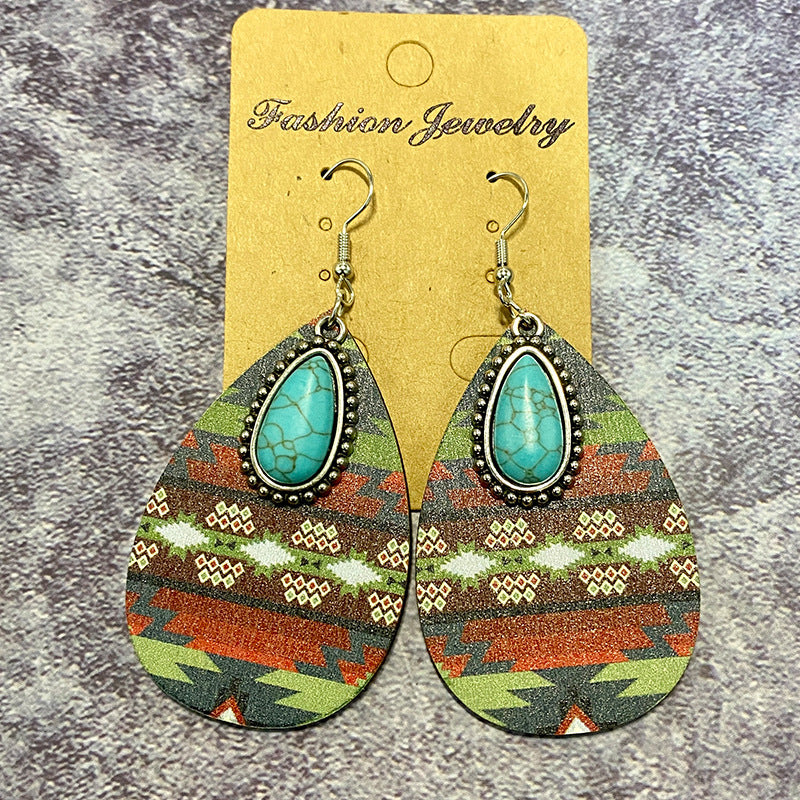 Wholesale Western Wind Aztec Wooden Earrings ACC-ES-XinChuan009