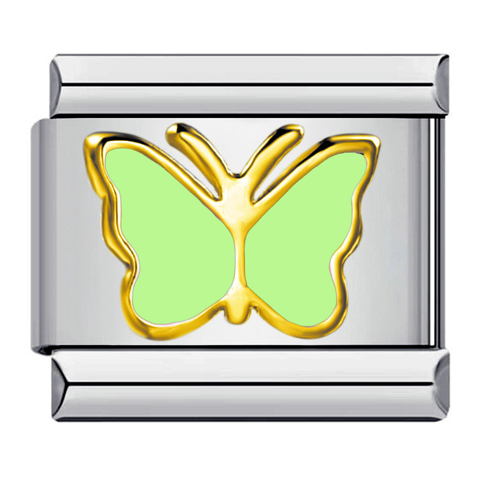 Wholesale Italian Charm Bracelet 9mm DIY Splicing Colored Oil-Drip Petals Stainless Steel Composable Bracelet