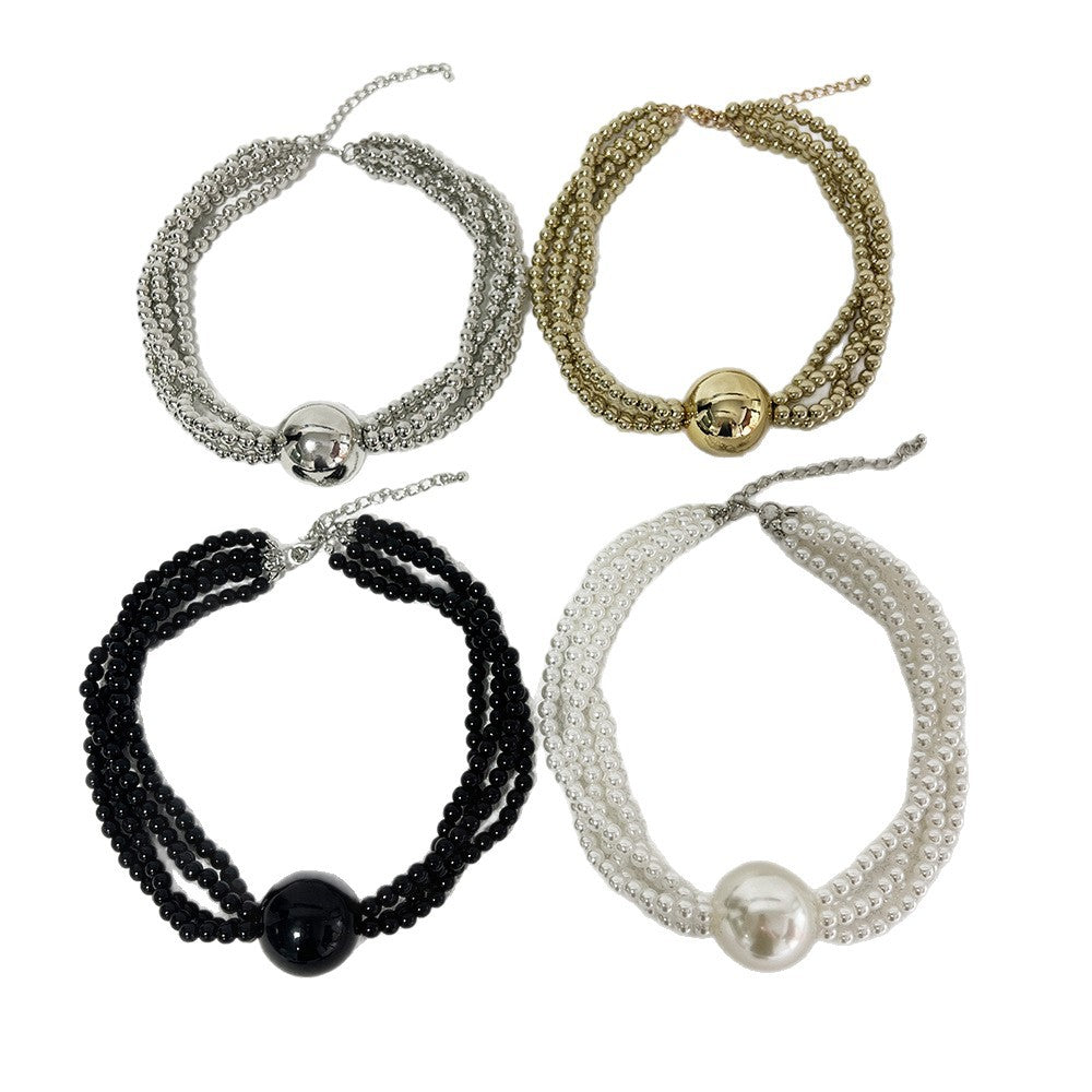 Wholesale Imitation Pearl Layering Choker Necklace White Large Bead Trendy Boutique Resale Jewelry Accessory