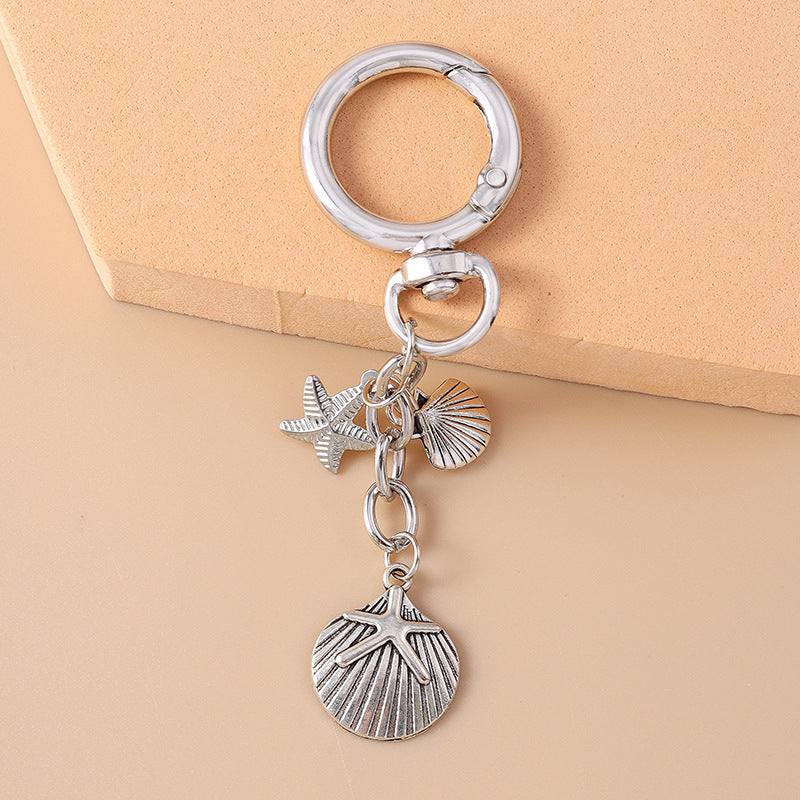 Wholesale vintage fashion trend starfish shell keychain personality summer beach pendant ornaments