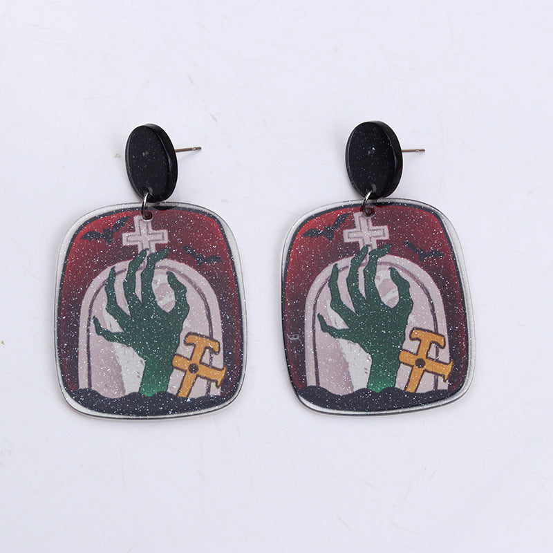 Wholesale Halloween square stud acrylic earrings
