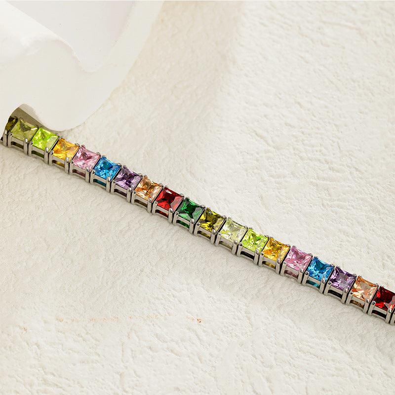 Wholesale  Titanium Steel Colorful Zircon Bracelet