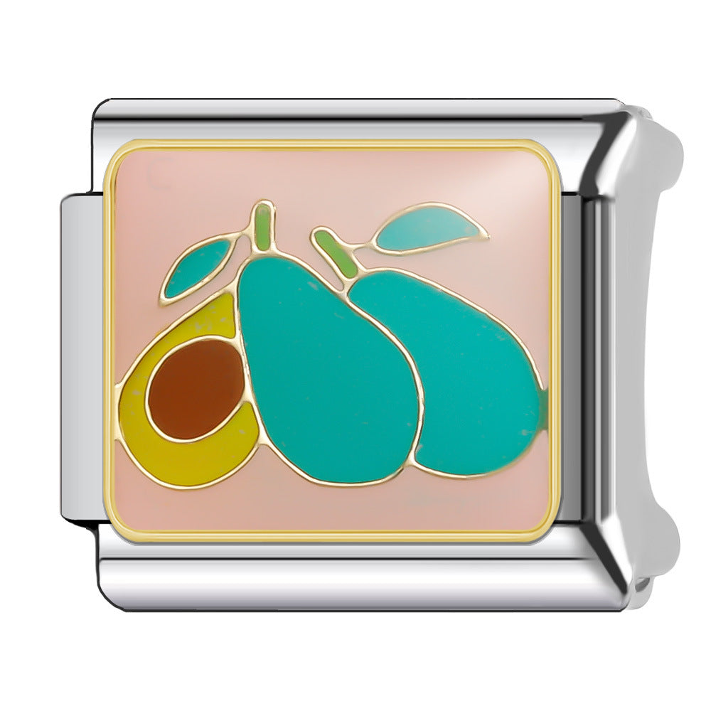 Wholesale Italian Charm Bracelet 9mm DIY Splicing Fruit and Vegetable Series  Stainless Steel Composable Bracelet