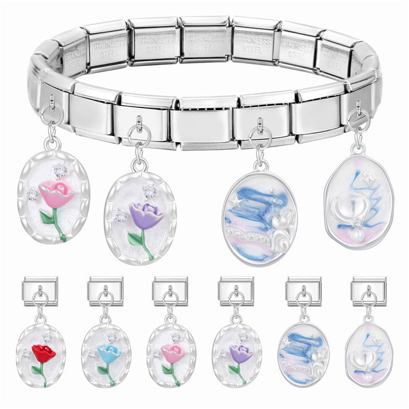 Wholesale Italian Charm Bracelet 9mm DIY Splicing Creative Pendant Stainless Steel Composable Bracelet